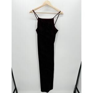 Be Smart Made in USA Maroon Velvet Sparkle Maxi Halter Dress Slit Gown Size 9/10